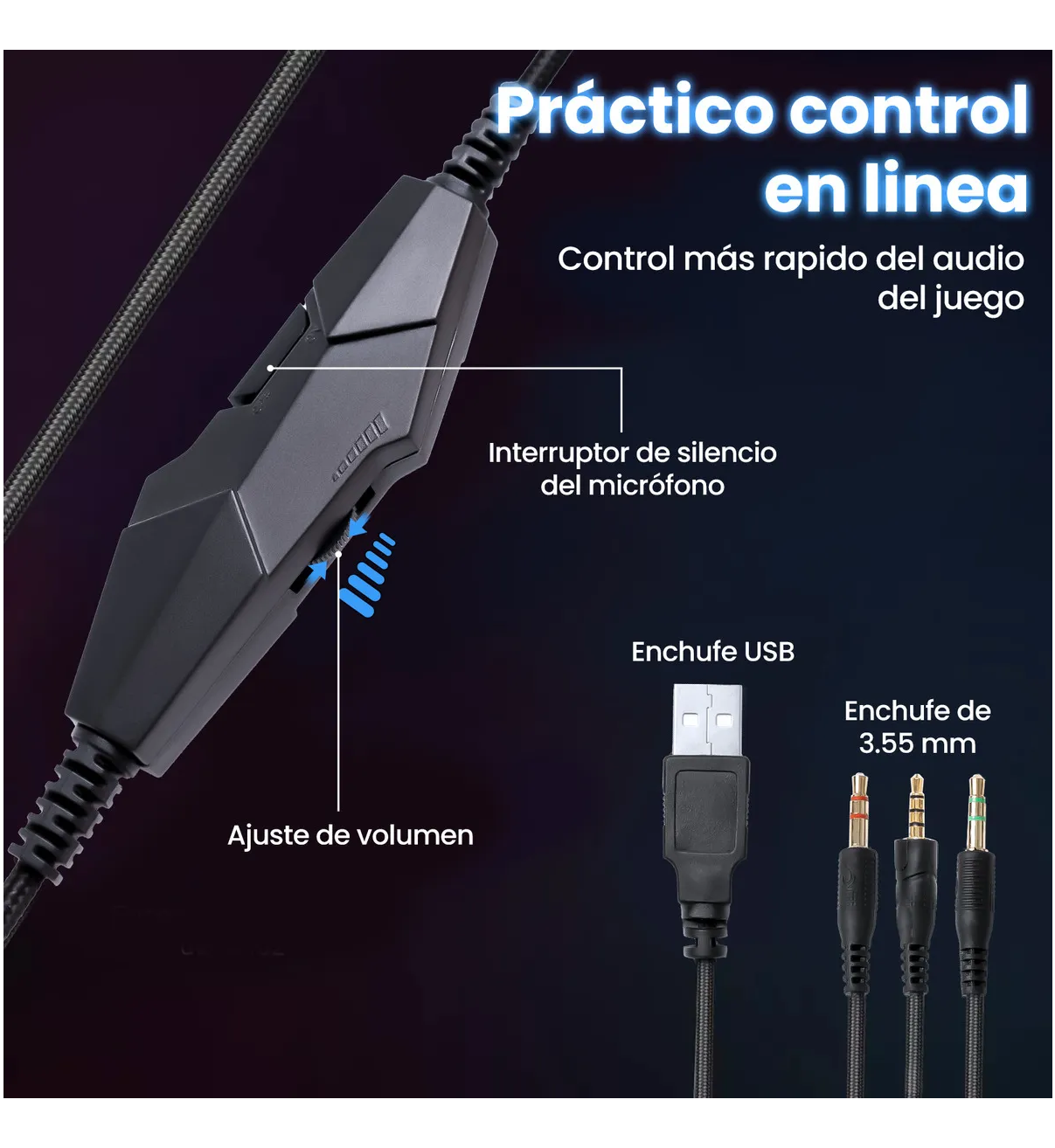Audífonos Gamer Diadema negro Belug Gaming con microfono con luz rgb LED para Xbox Ps4 Pc
