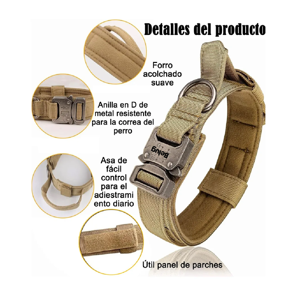 Collar Y Cuerda Para Perros CaquiI Talla Mediana 