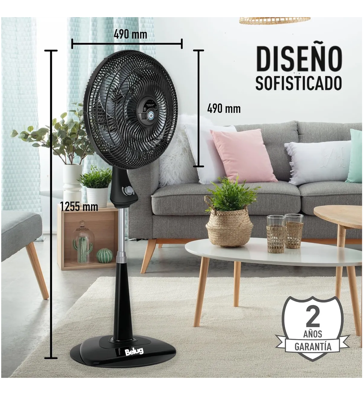 Ventilador Belug Piso Pie Pedestal 6 Aspa Potente Silencioso Negro