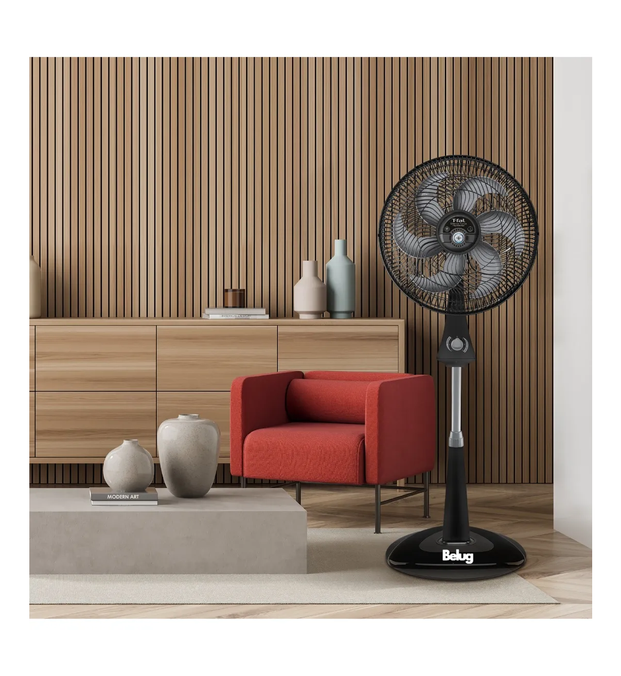 Ventilador Belug Piso Pie Pedestal 6 Aspa Potente Silencioso Negro