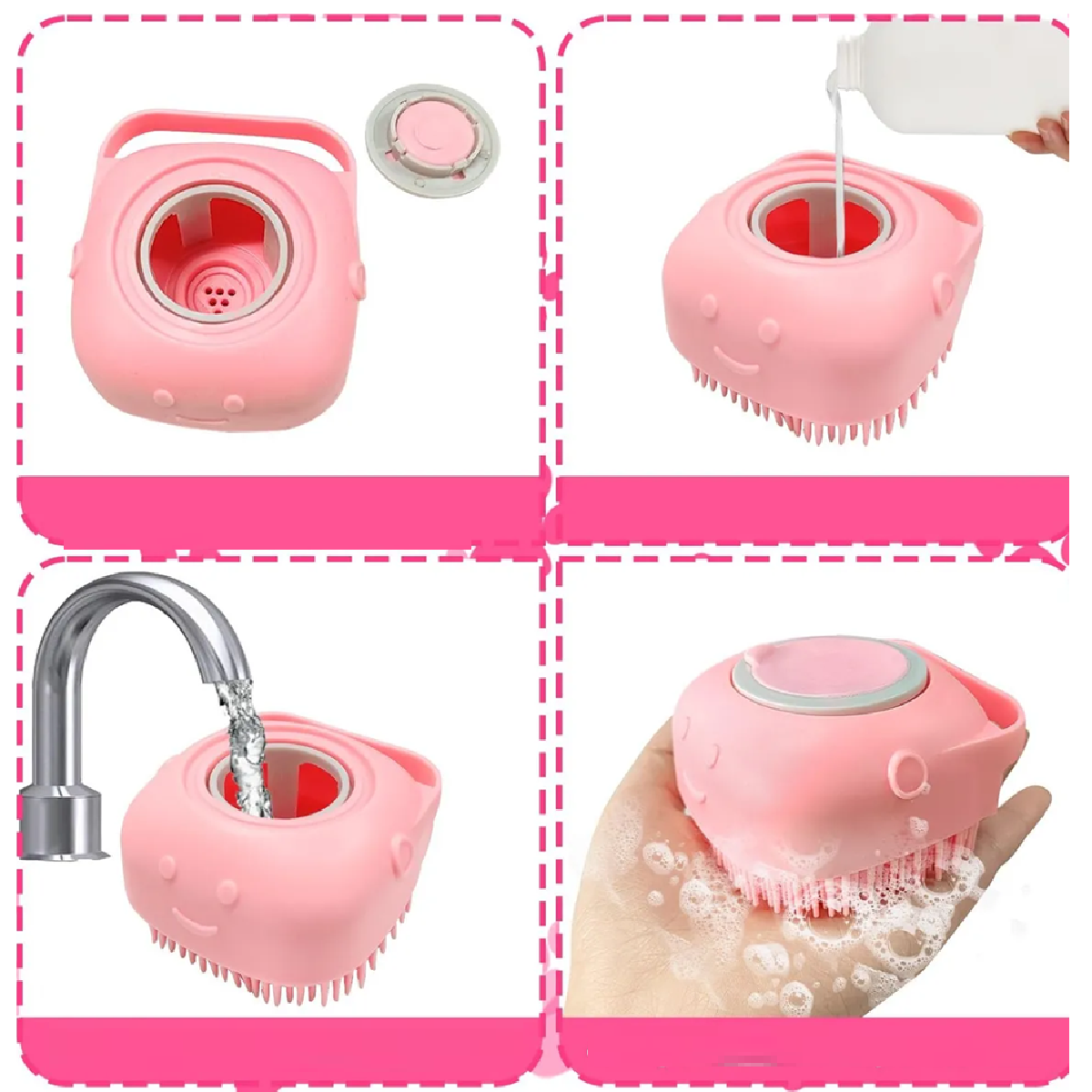 Cepillos De Baño Para Mascotas Perros Profesional 10 Pzs Kit ROSA
