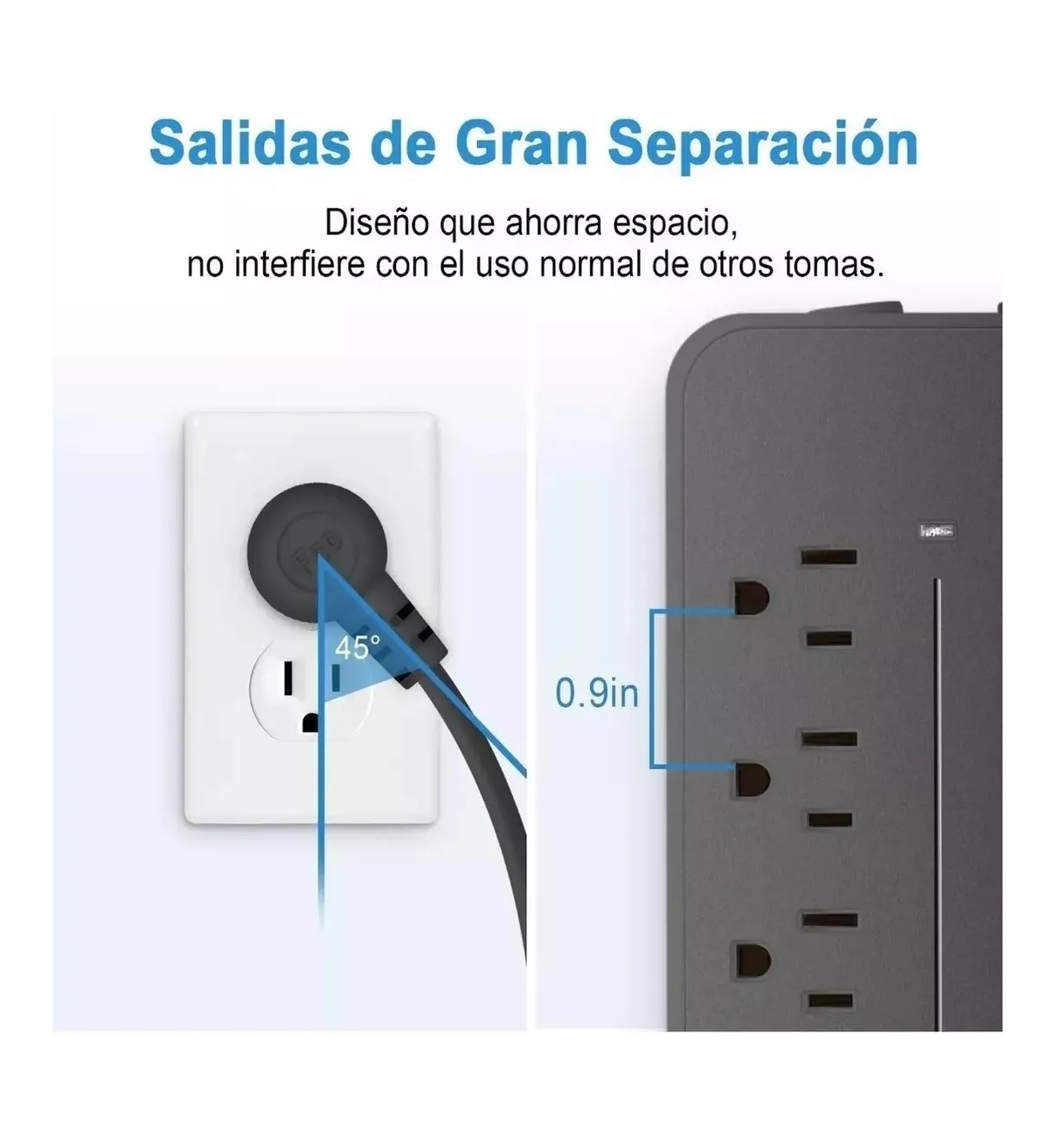 Multicontactos Electricos Usb Premium Regleta 8+3+1accesorio Belug Negro