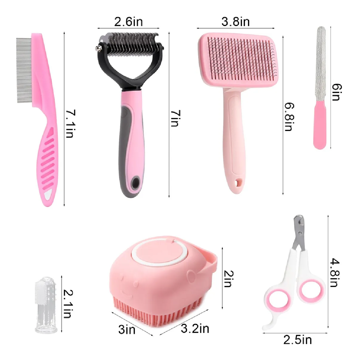 Cepillos De Baño Para Mascotas Perros Profesional 10 Pzs Kit ROSA