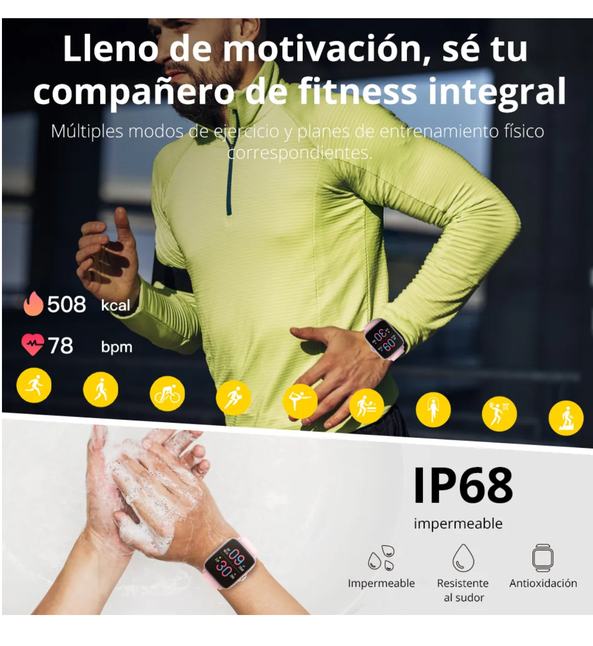 Smartwatch Colmi Series P P28 Plus Belug display de 1.9" con correa de silicona color rosa