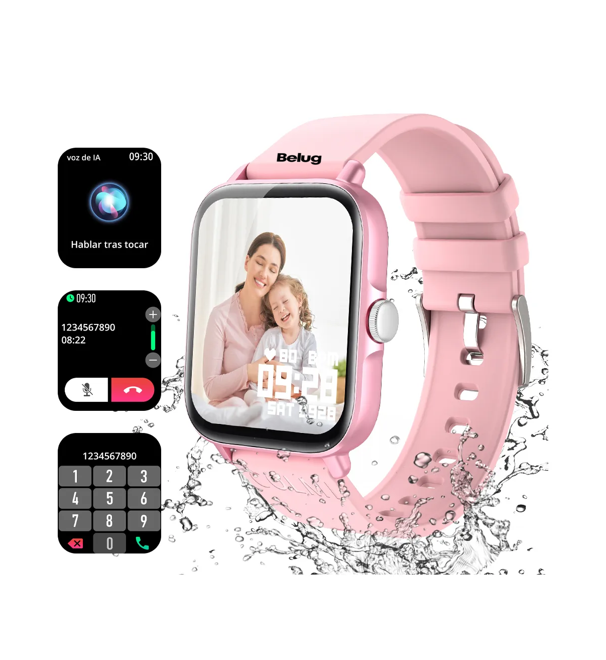 Smartwatch Colmi Series P P28 Plus Belug display de 1.9" con correa de silicona color rosa