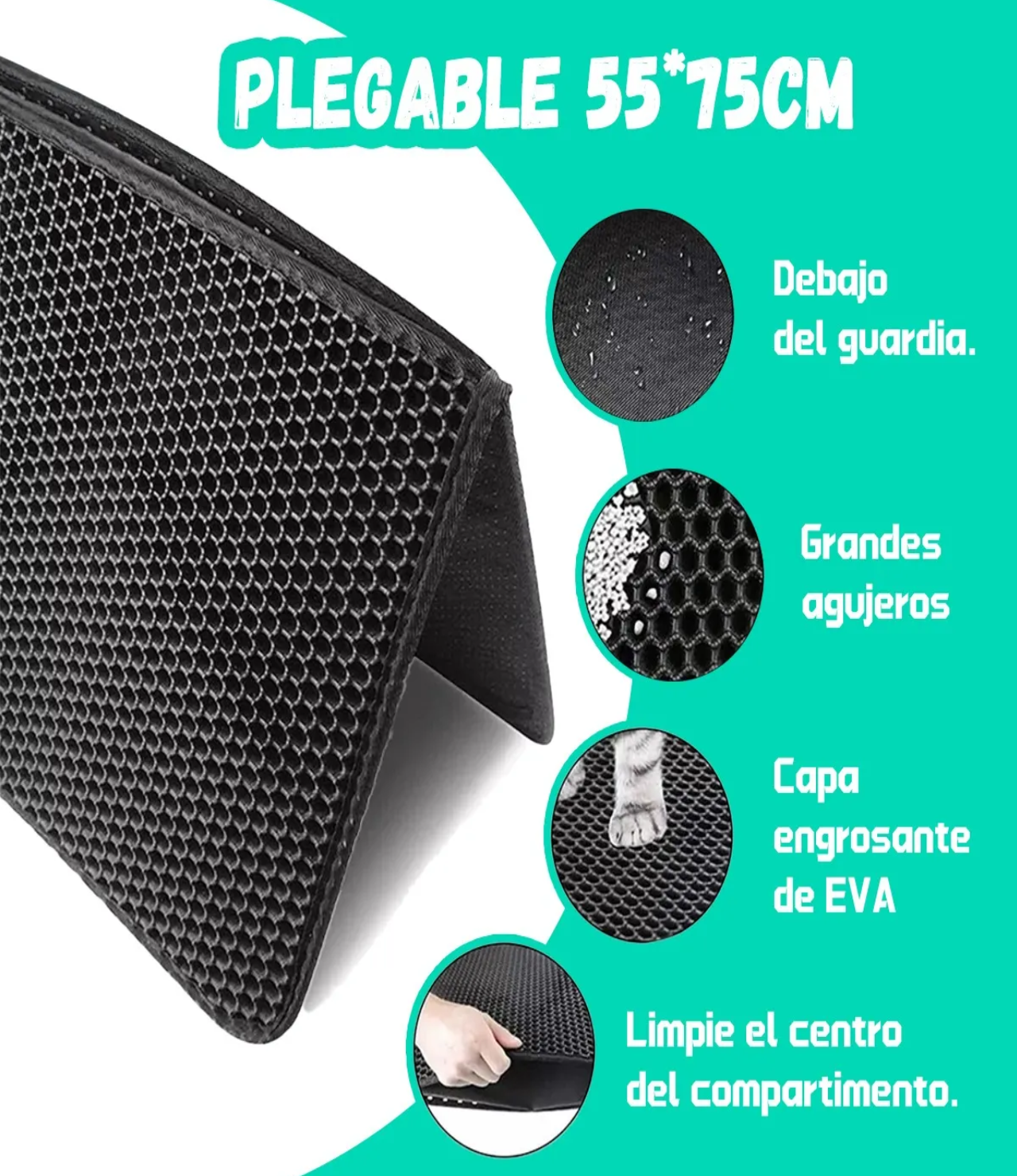 Tapete Para Gato Arenero Arena Negro