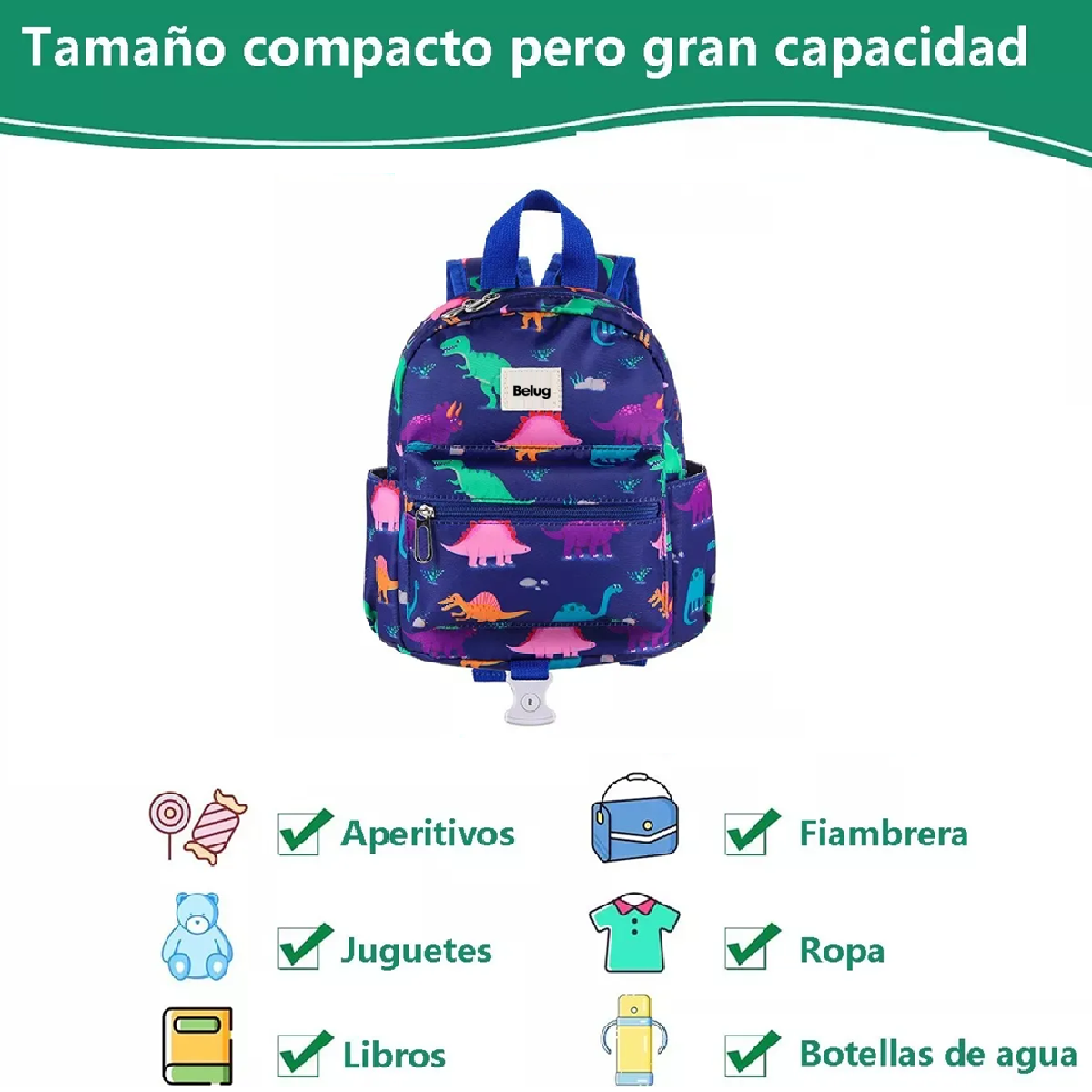 Mochila Antipérdida Arnés/correa 3pz Azul