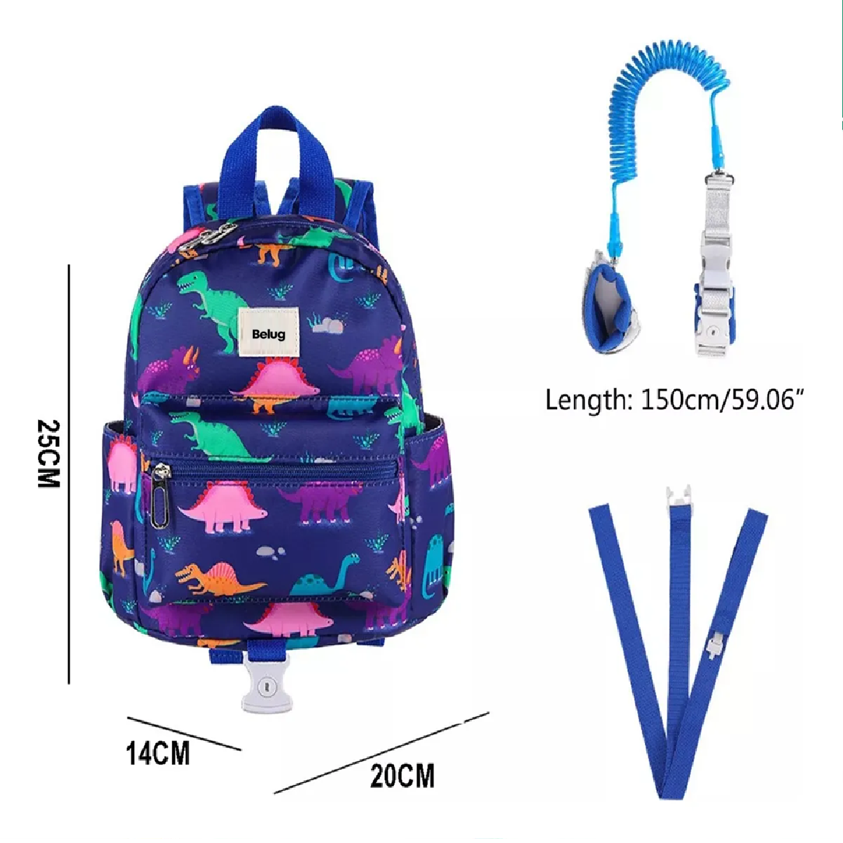 Mochila Antipérdida Arnés/correa 3pz Azul