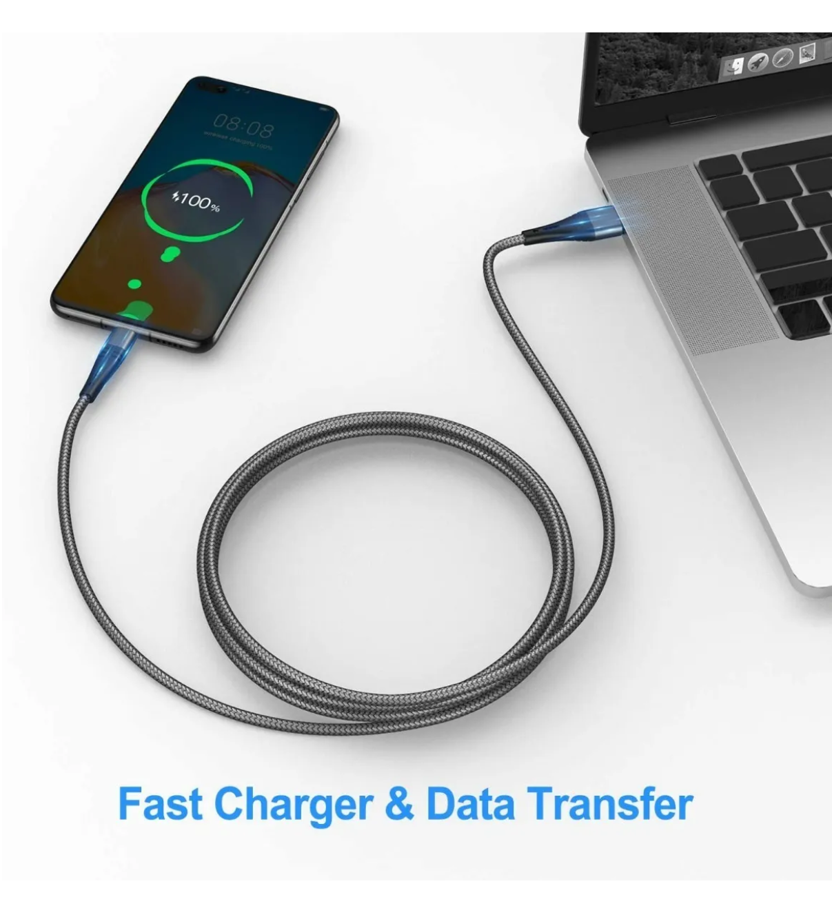 Cable V8 Micro Usb De Datos Carga Rápida Belug 3 Metros 2pzs