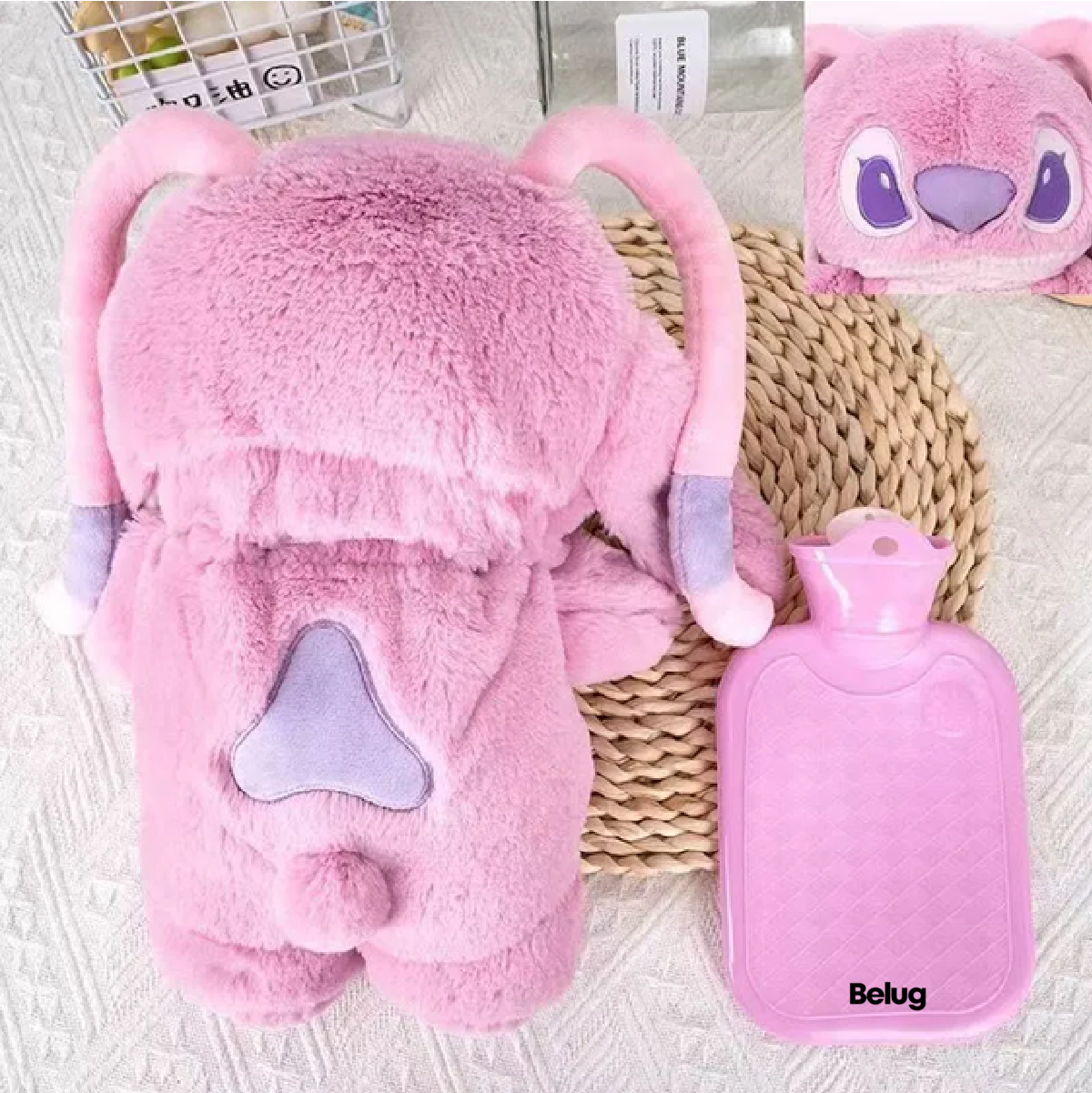 Stitch Bolsa De Agua Caliente Peluche 2pz Rosa