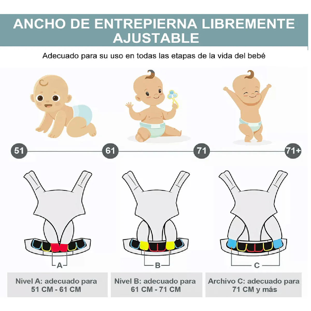 Mochila Cangurera Para Bebé Asiento De 3-48 Meses Gris