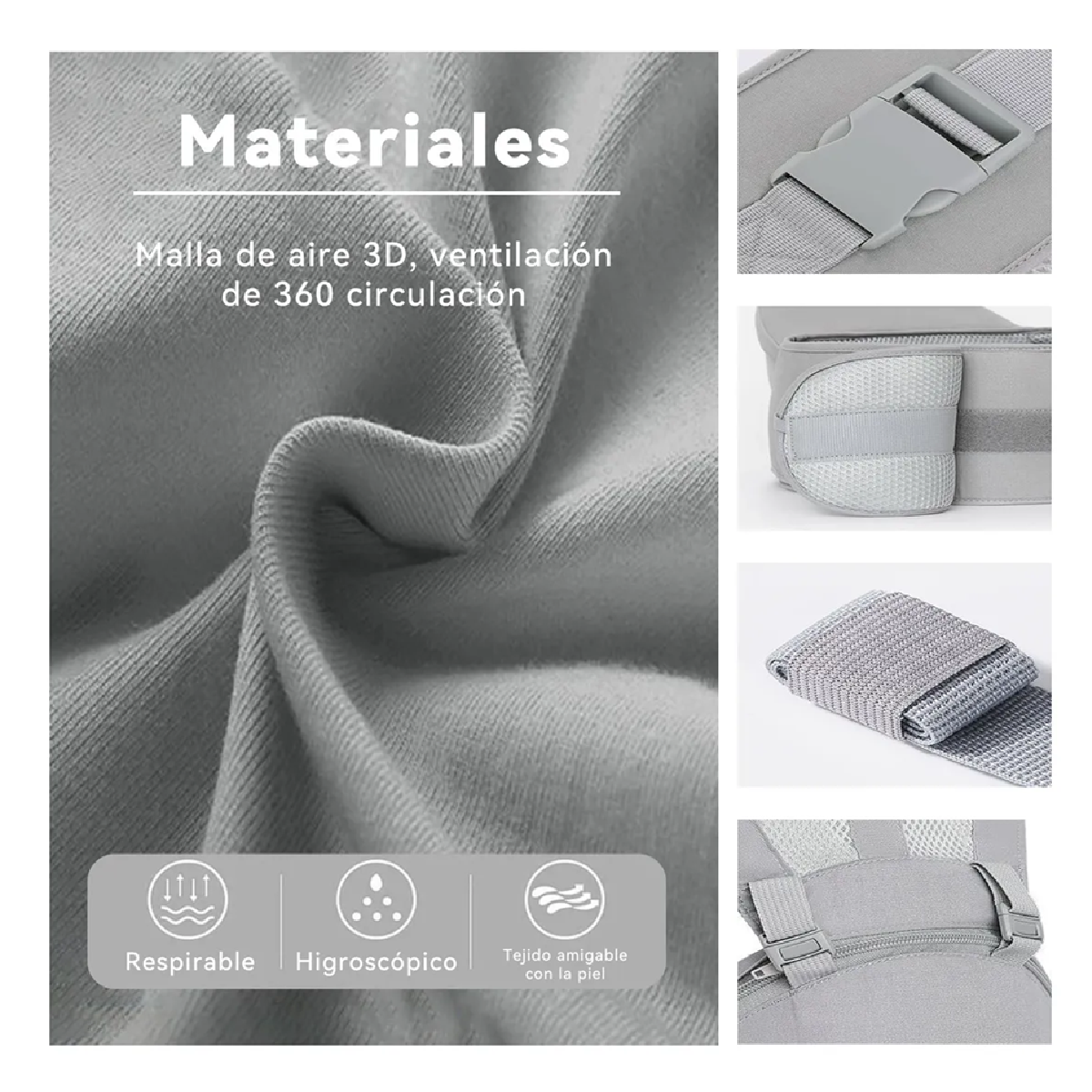 Mochila Cangurera Para Bebé Asiento De 3-48 Meses Gris