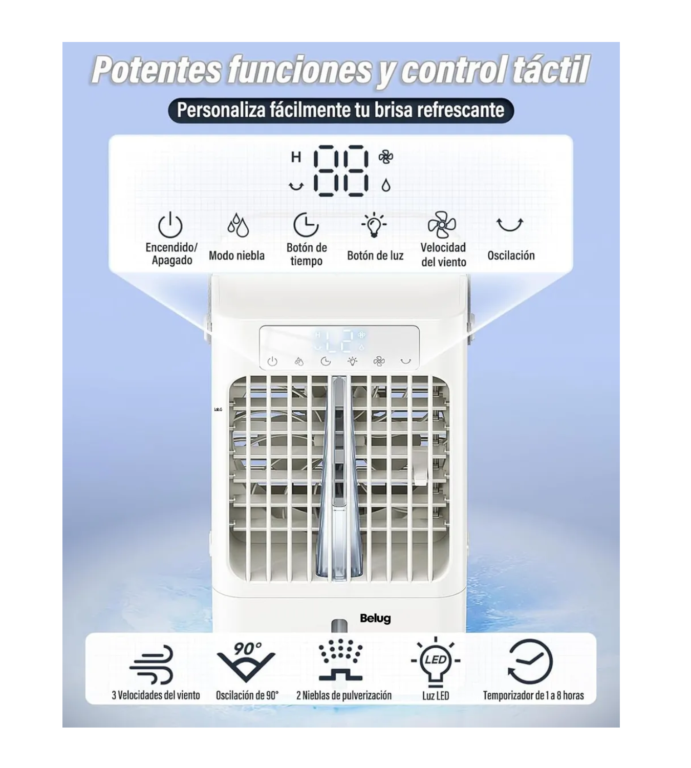 Aire Acondicionado Portatil Enfriador De Airecon Pantalla Blanco 