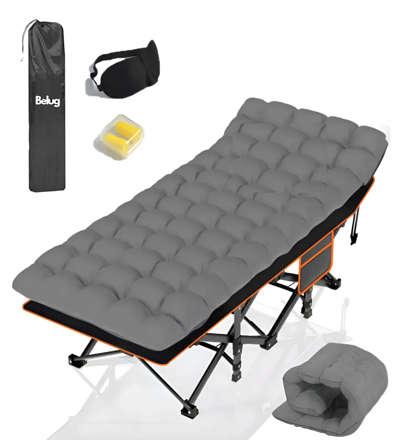 Catre Plegable Reforzado Economico Con Colchón Para Camping gris
