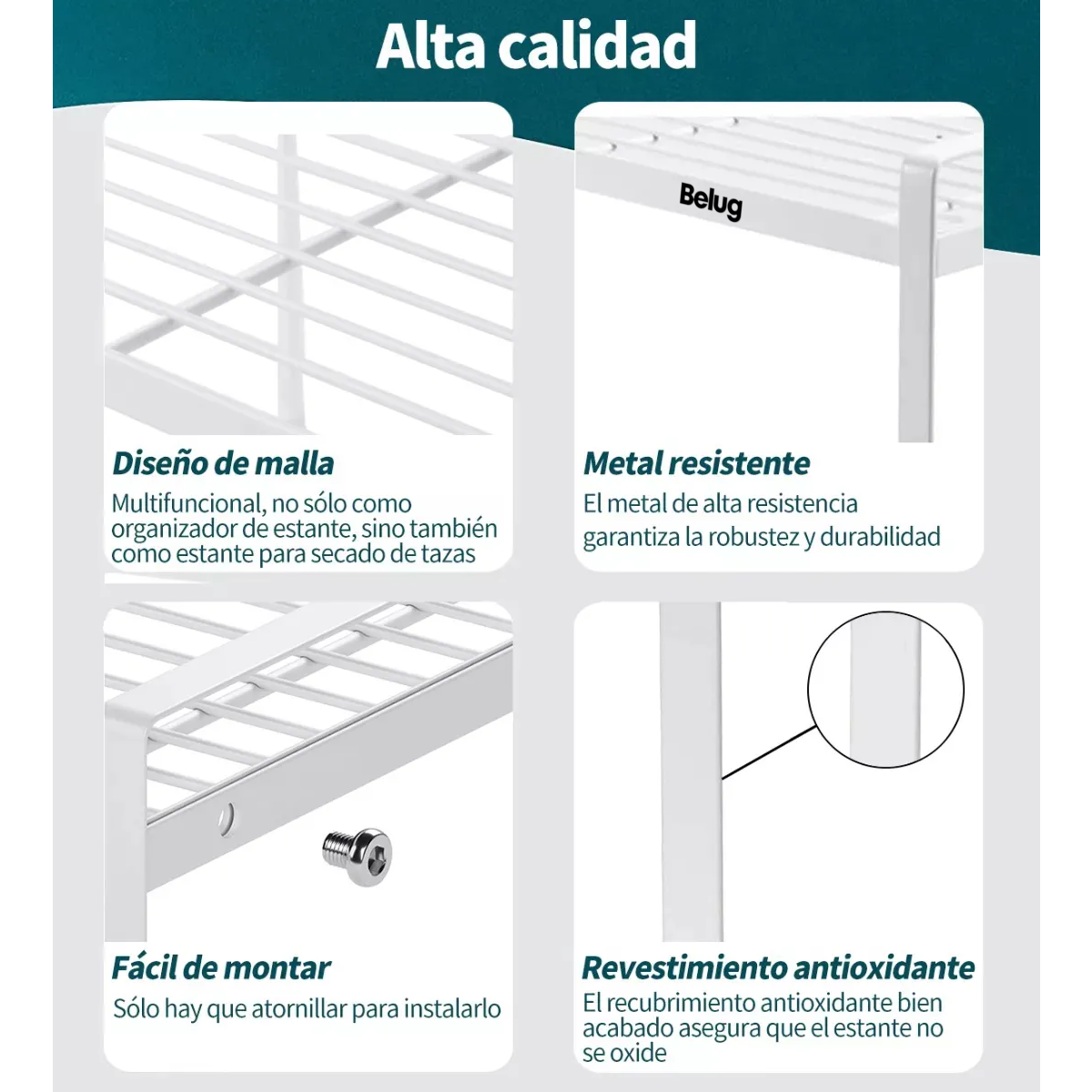 Armarios, Encimeras Organizador De Estantes De Cocina Blanco 