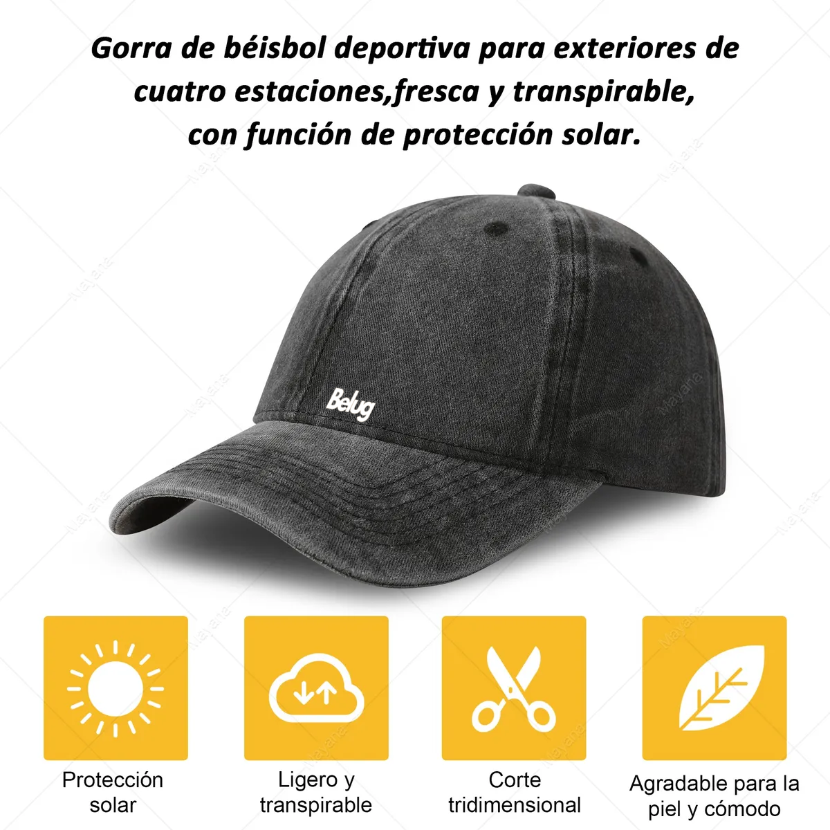 2 Piezas Gorra De Béisbol Cómoda Para Deportes Al Aire Libre Azul Negro 