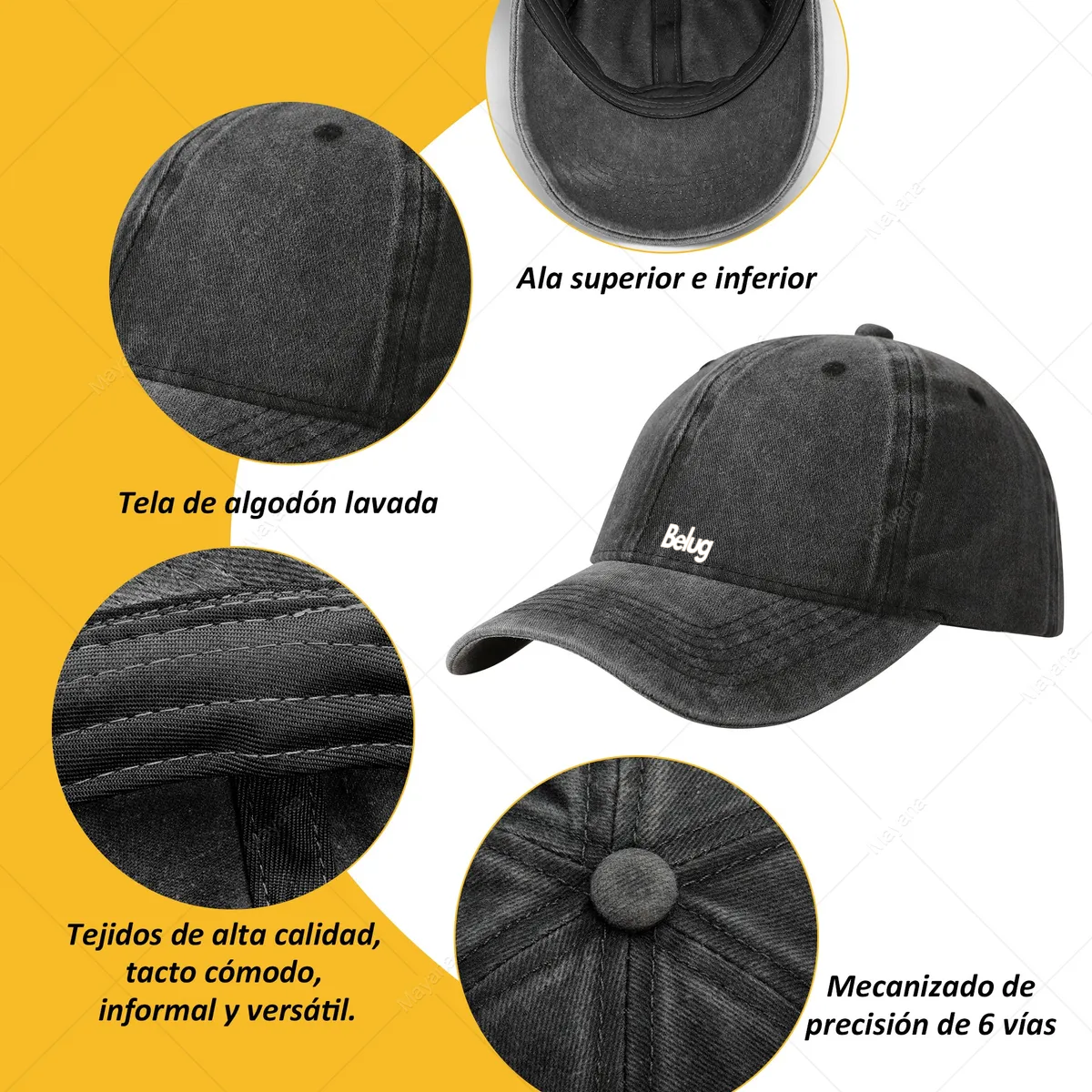 2 Piezas Gorra De Béisbol Cómoda Para Deportes Al Aire Libre Azul Negro 