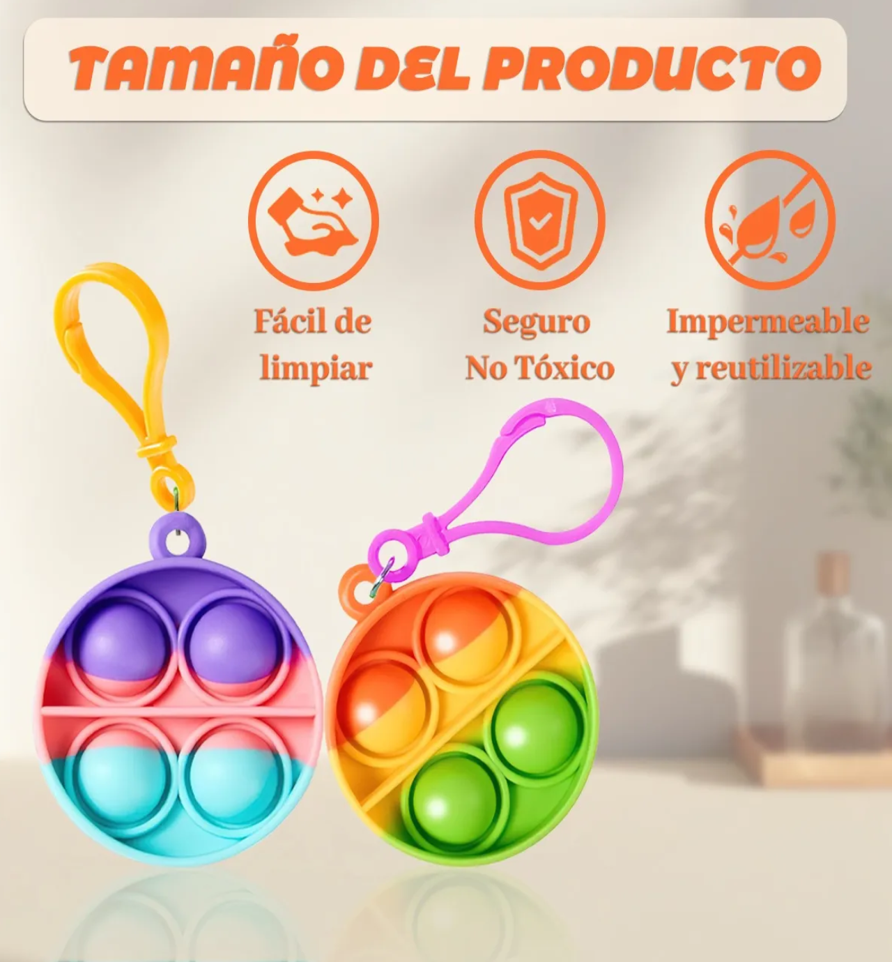 48 Pcs De Niños Pop Push It Llavero Juguete Antiestrés Circulo