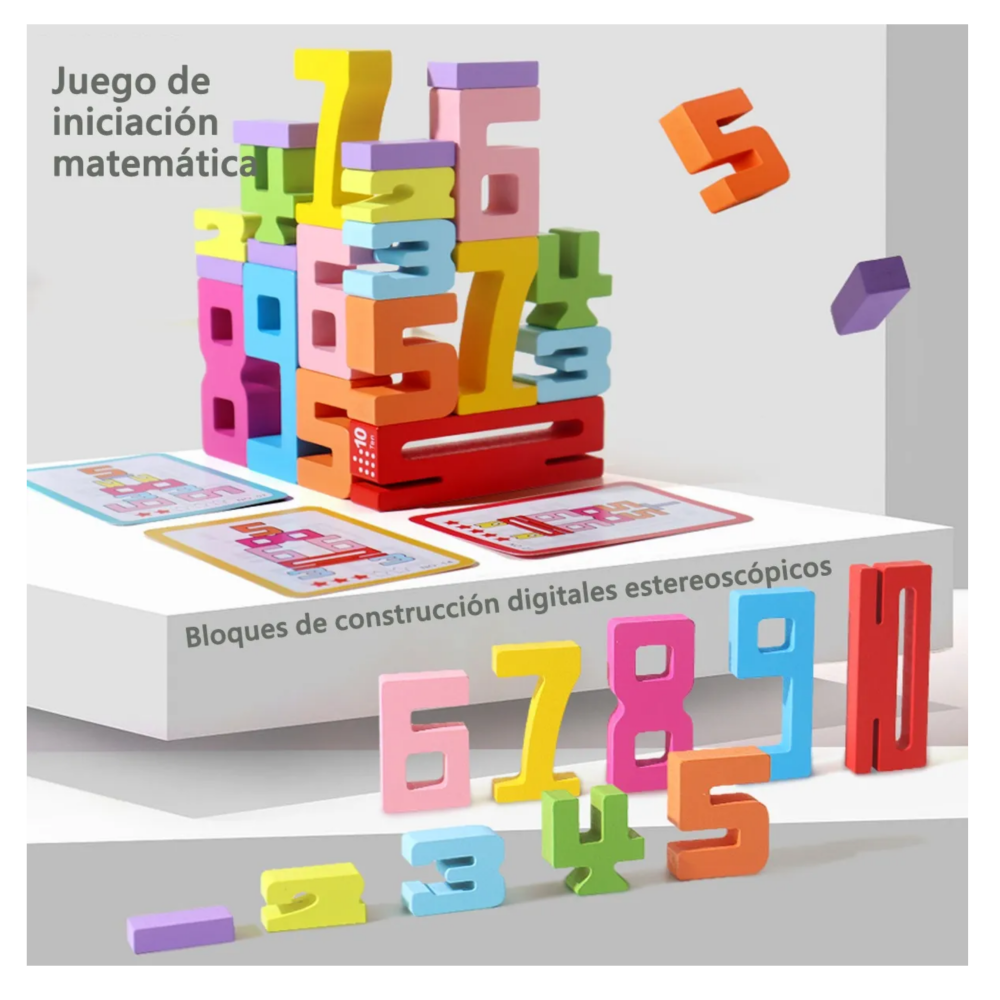 Juguete Didáctico De Números Y Letras De Madera Colores