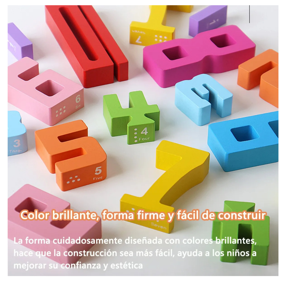 Juguete Didáctico De Números Y Letras De Madera Colores
