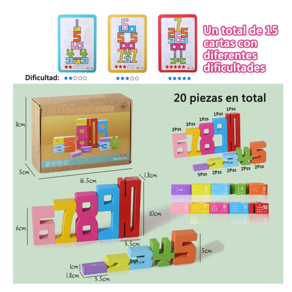 Juguete Didáctico De Números Y Letras De Madera Colores