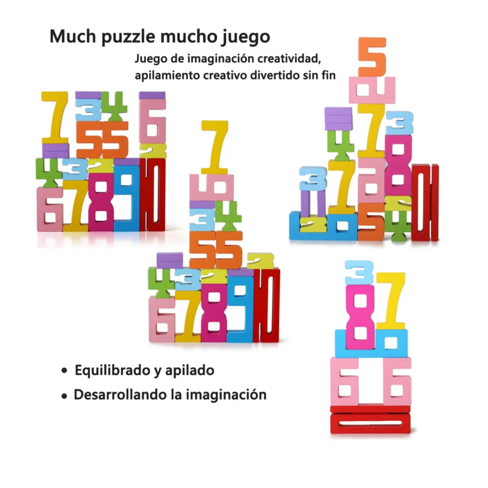 Juguete Didáctico De Números Y Letras De Madera Colores