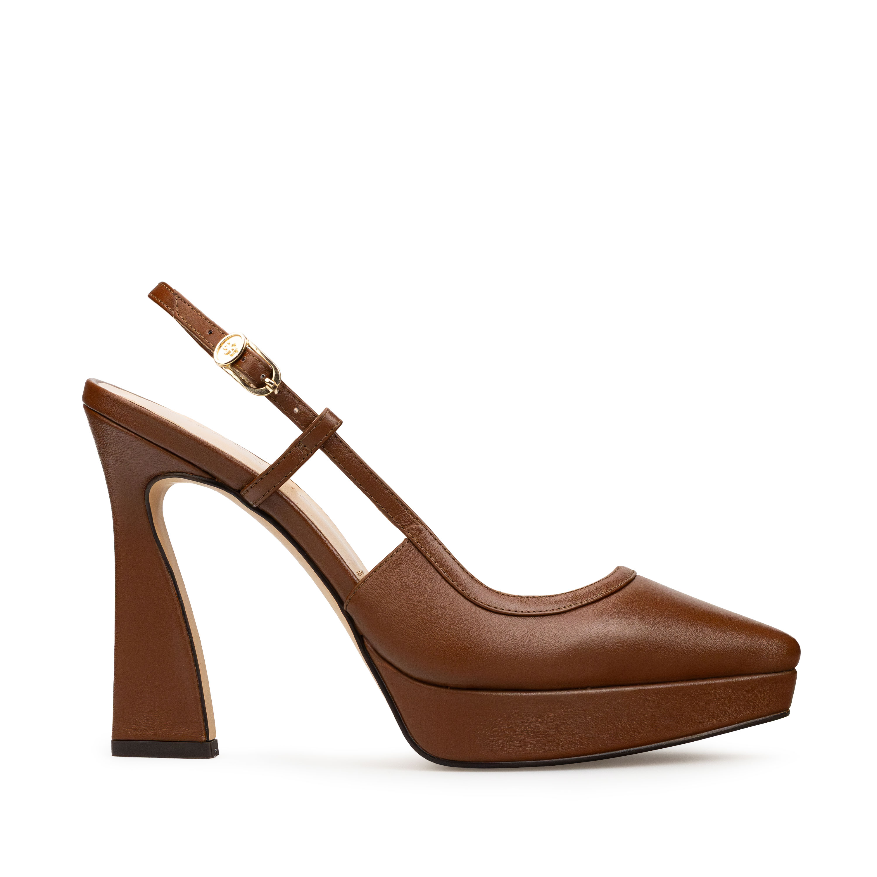 Zapatillas De Tacón Davenia De Piel Sandalia De Tacón Para Dama Mod. Brenda café