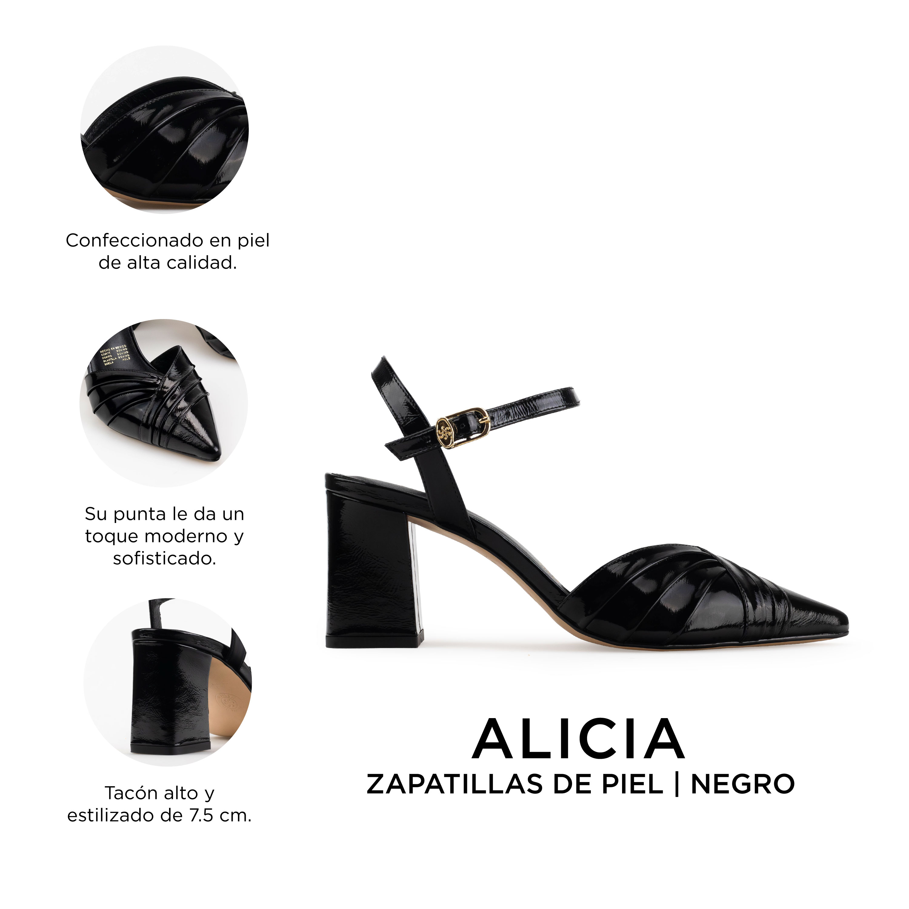 Zapatillas De Tacón Davenia De Piel Para Dama Mod.  Alicia