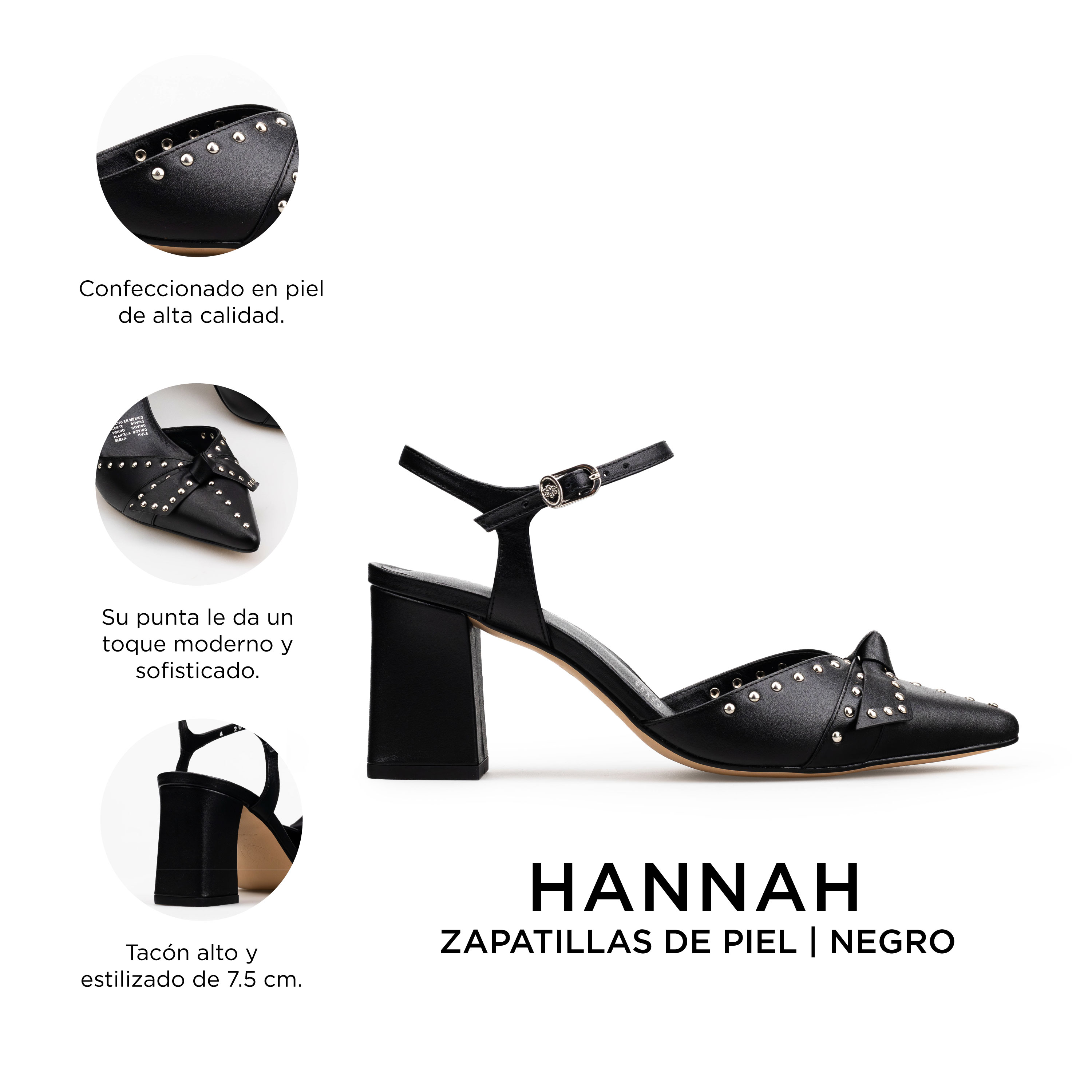Zapatillas De Tacón Davenia De Piel Para Dama Mod. Hannah