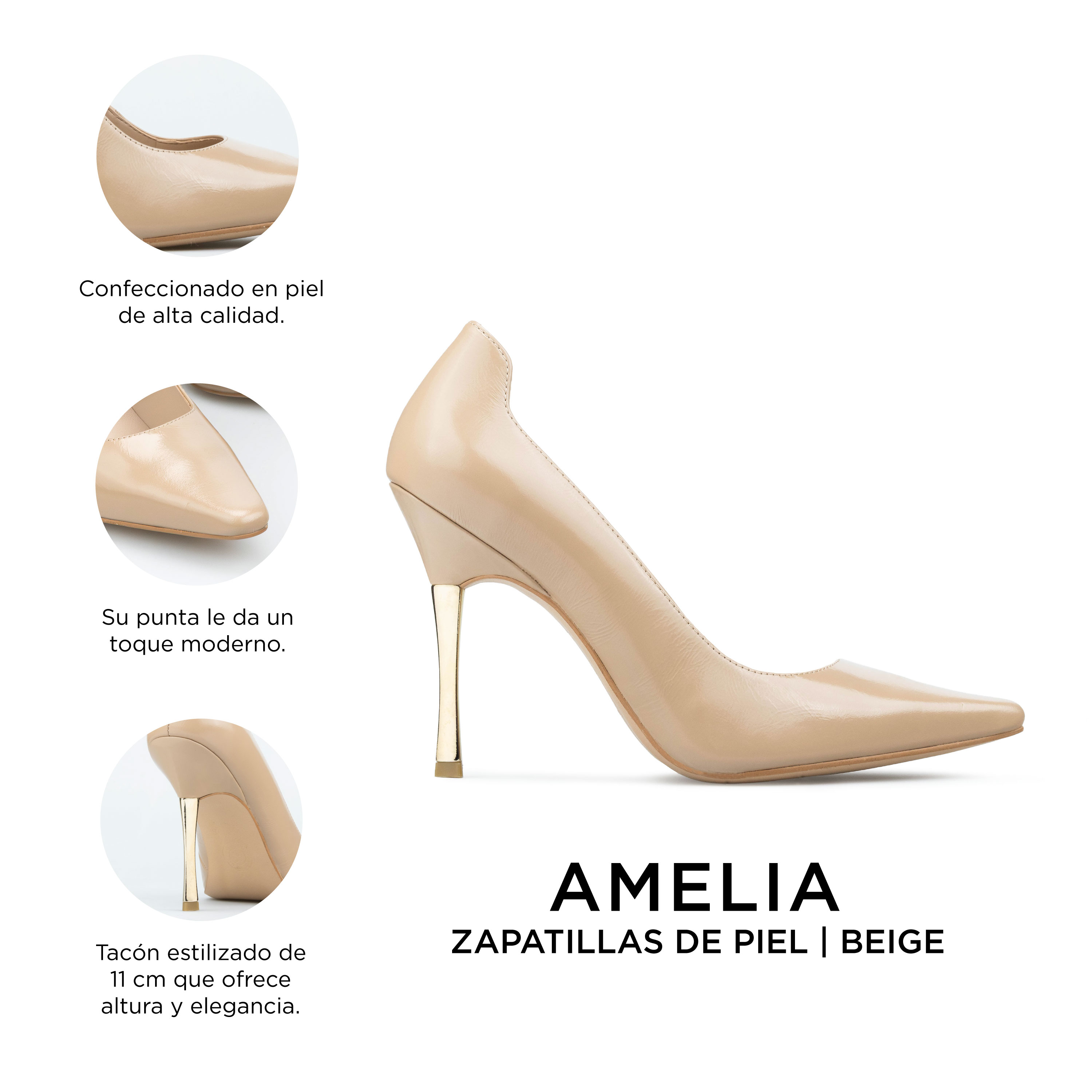 Zapatillas De Tacón Fino Davenia De Piel Para Dama Amelia