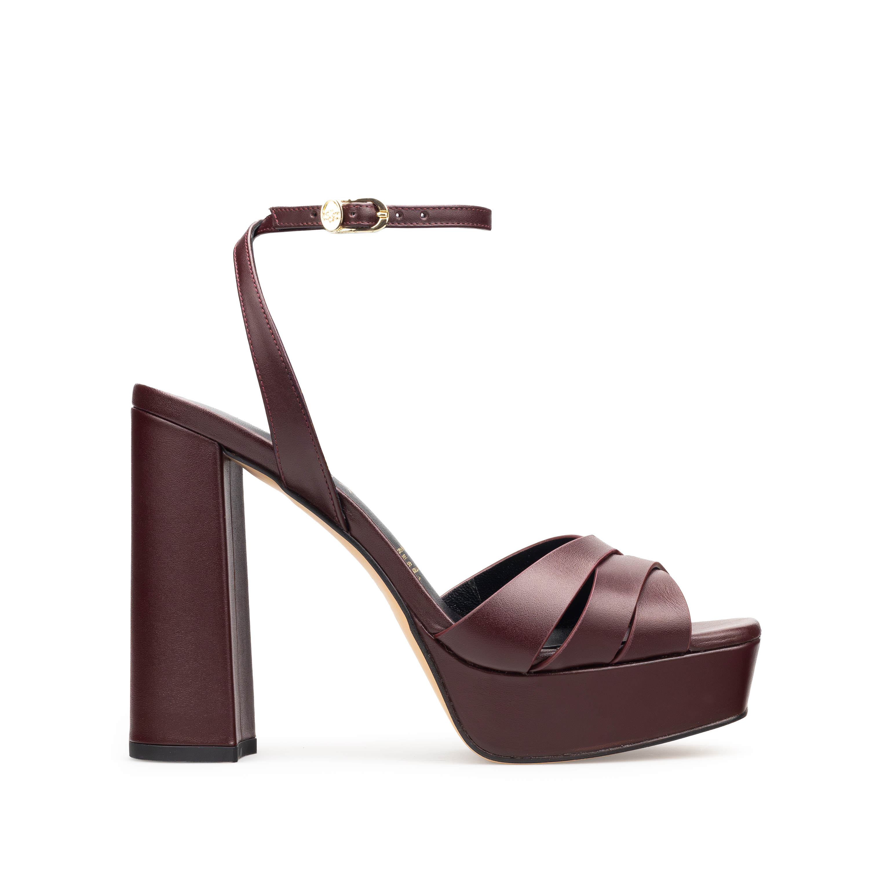 Zapatillas De Tacón Davenia De Piel Sandalia De Tacón Para Dama Mod. Julieta Vino