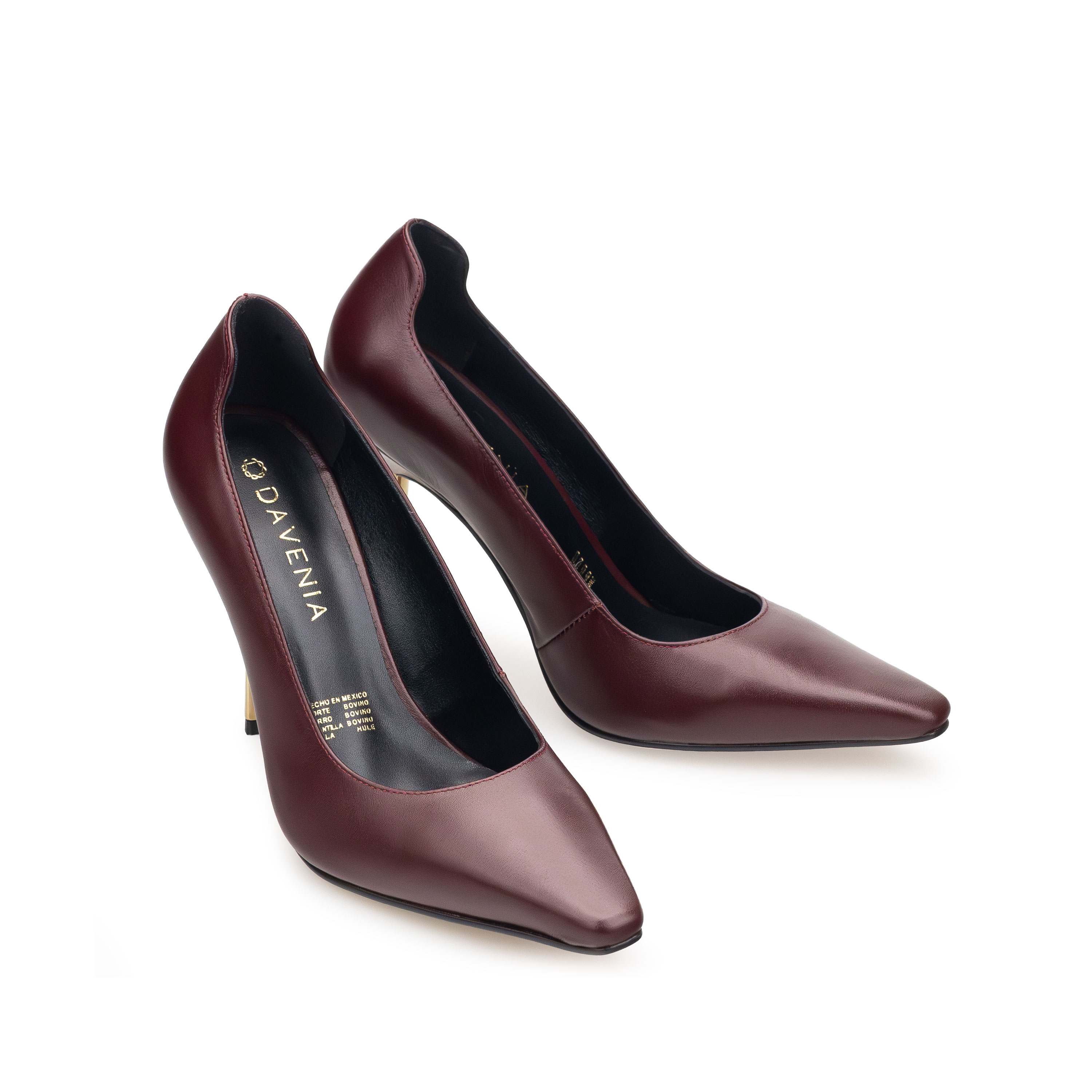 Zapatillas De Tacón Fino Davenia De Piel Para Dama Amelia Vino