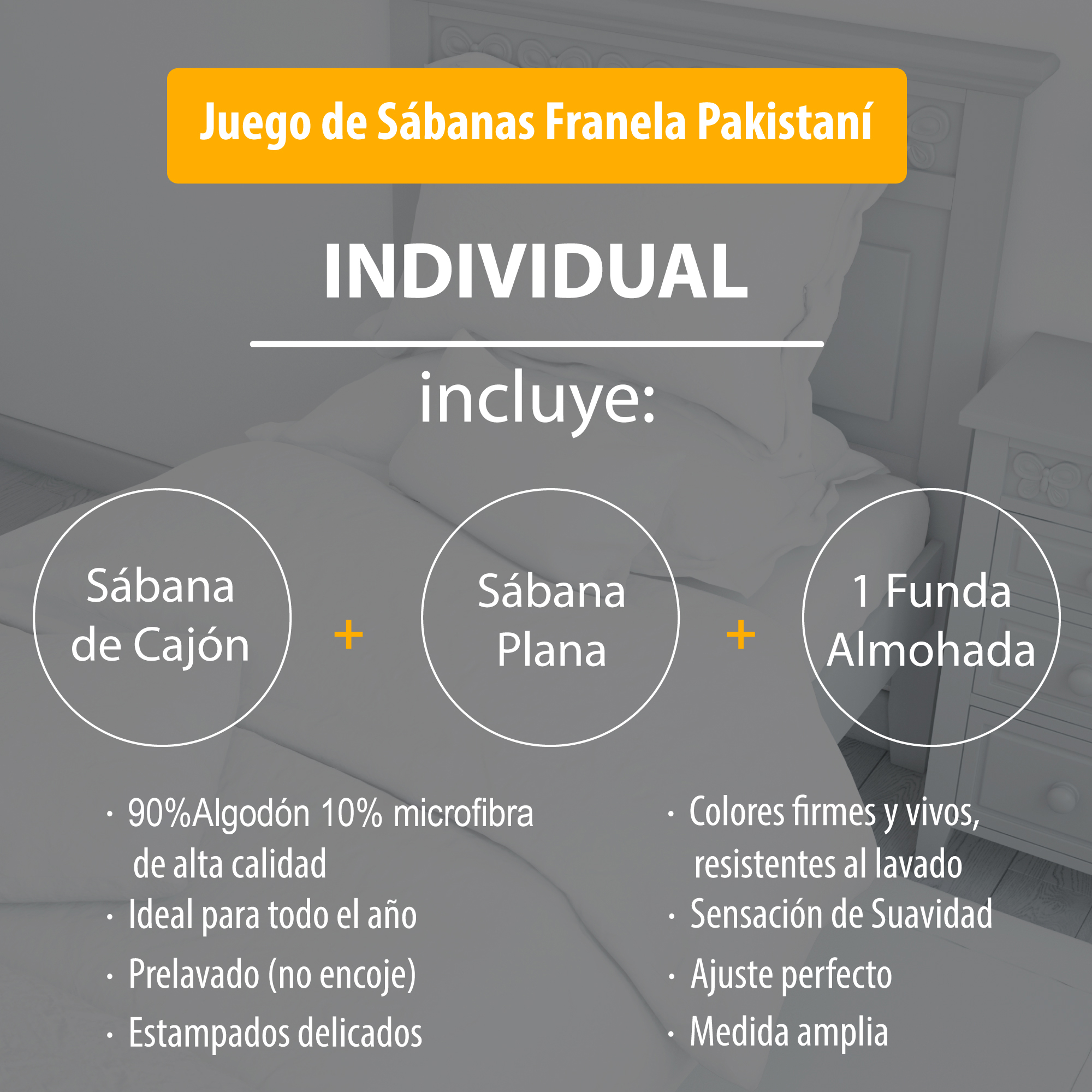 Juego Sábanas Franela Individual Zatin Zantelo 200 Hilos Suave Térmico Funda Incluida Ajuste Profundo 35cm