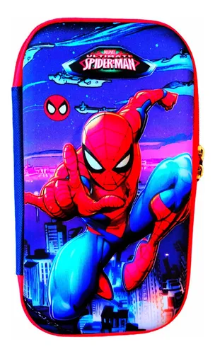 Lapicera Escolar Spider Man Hombre Araña Estuchera Niños Azul Marino Hombre Araña
