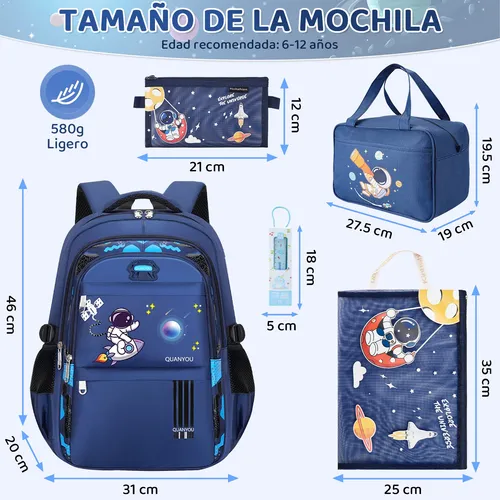Kit 5en1 Mochilas Escolares Para Niños De Primaria
