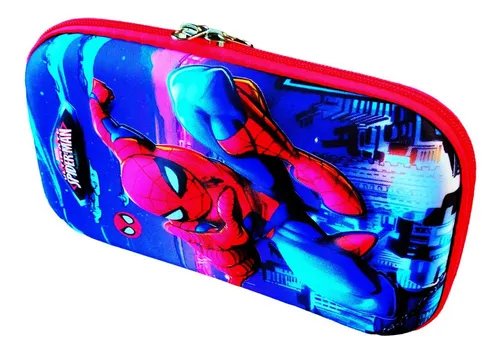 Lapicera Escolar Spider Man Hombre Araña Estuchera Niños Azul Marino Hombre Araña