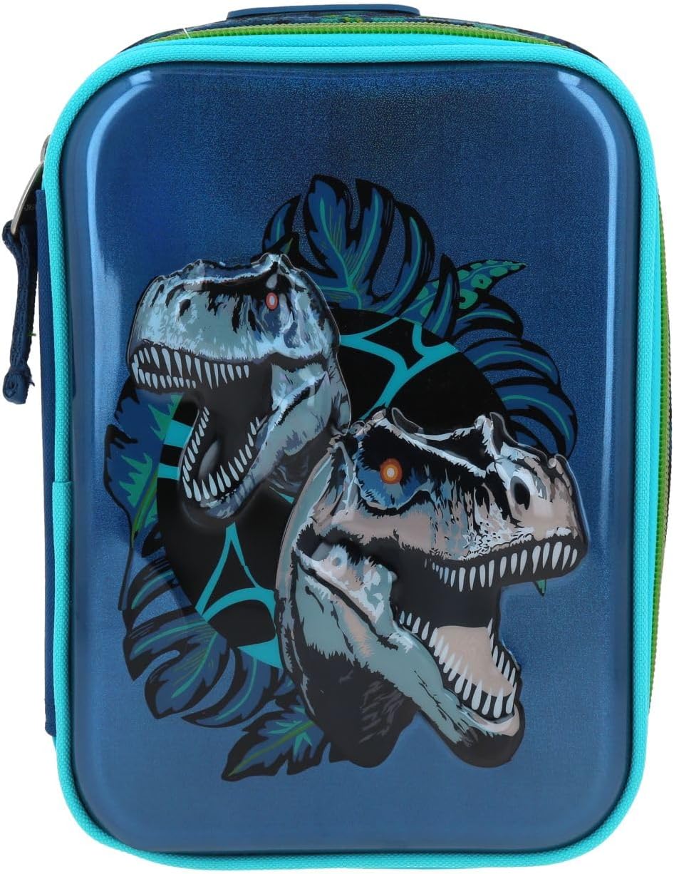 Lapicera Escolar Azul con Diseño de Dinosaurios