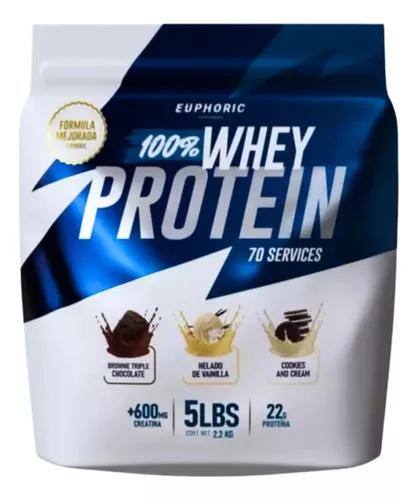 Proteína 100% Whey Euphoric 2.2 Kg Adicionada Con Creatina Sabor Cookies And CreamProteína 100% Whey Euphoric 