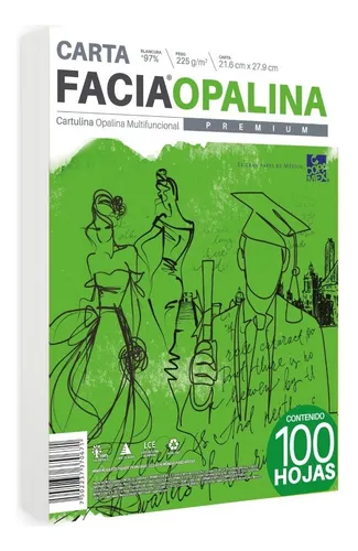 Cartulina Facia Opalina Copamex Blanca 225 G Carta 100 Hojas Color Blanco