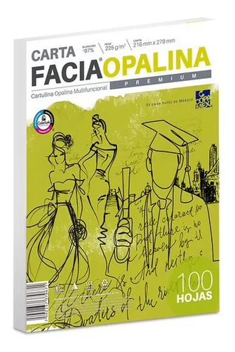 Cartulina Facia Opalina Copamex Blanca 225 G Carta 100 Hojas Color Blanco