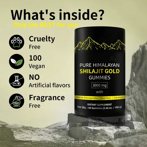 Gummies Shilajit Puro Del Himalaya 85 Micronutrientes Apto Para Hombres Y Mujeres 100% Natural Orgánico 60 Gomitas