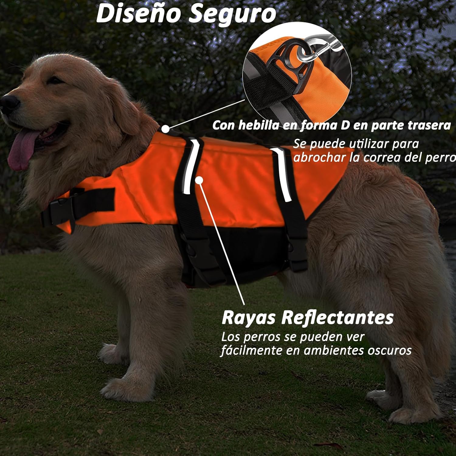  Chaleco Salvavidas Perro,Salvavidas para Perro pequeño y Grande con Tiras Reflectante