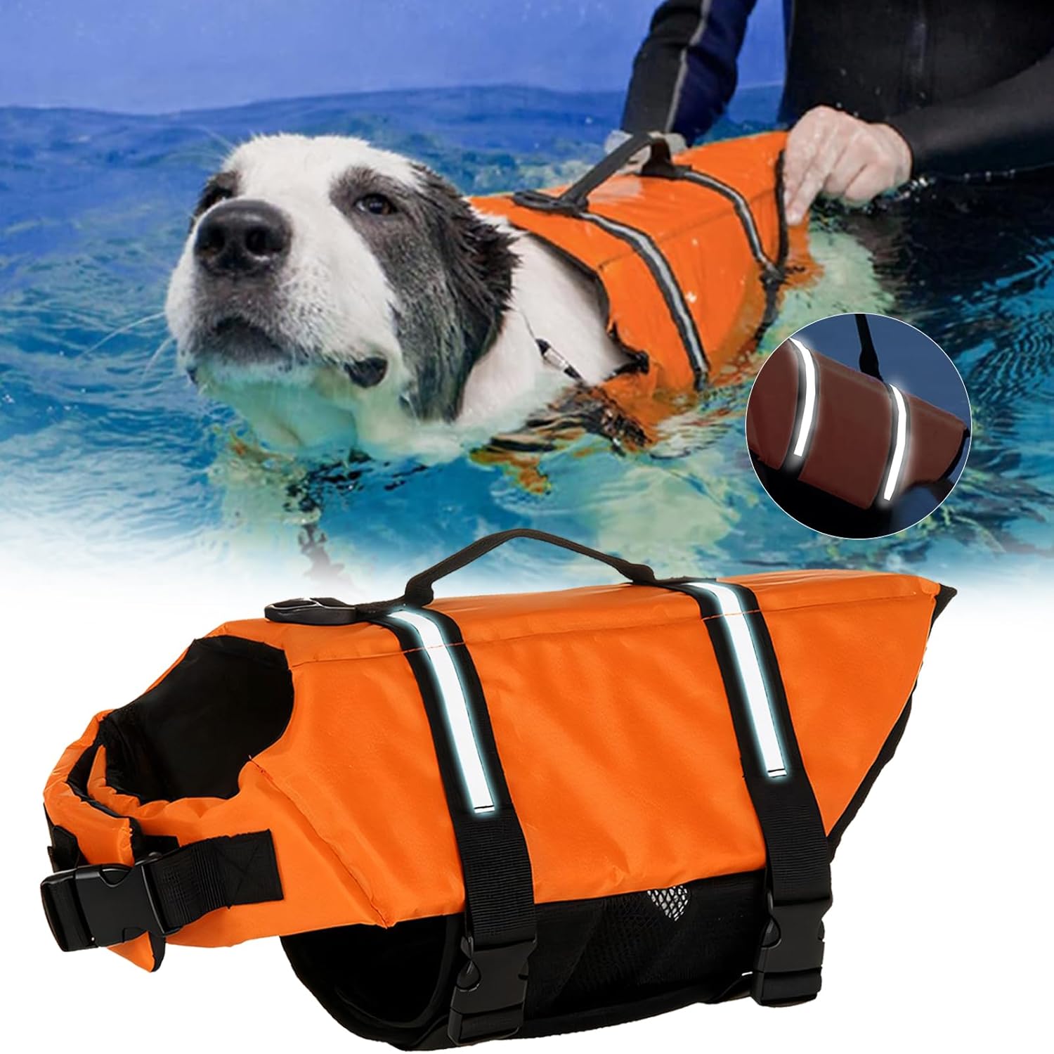  Chaleco Salvavidas Perro,Salvavidas para Perro pequeño y Grande con Tiras Reflectante