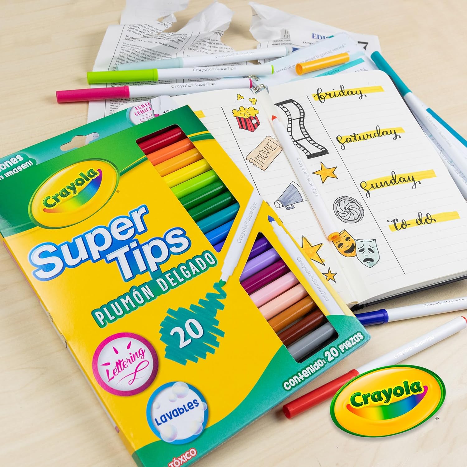 CRAYOLA 20 Plumones Delgados Lavables