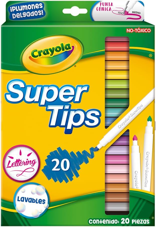 CRAYOLA 20 Plumones Delgados Lavables