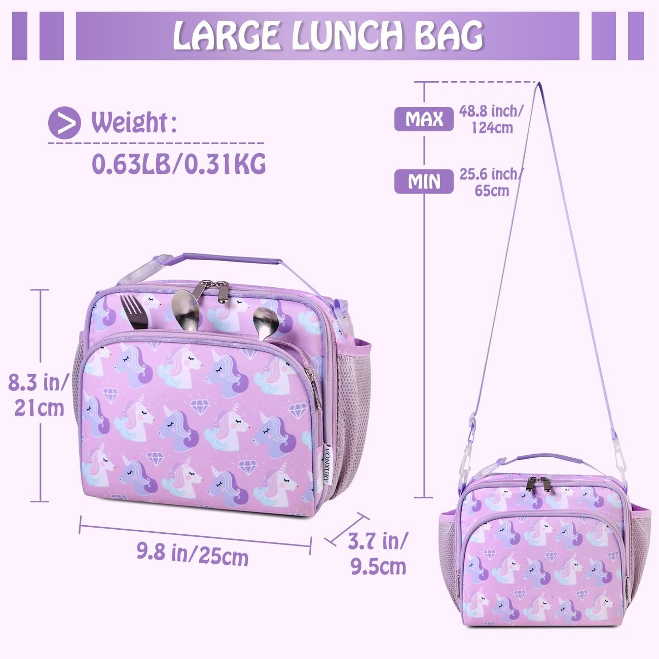 bolsa de almuerzo escolar con correa para el hombro