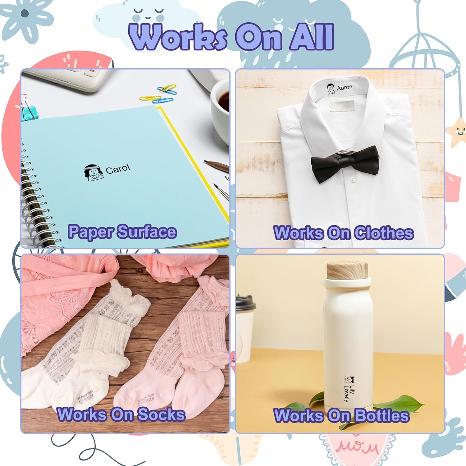 Sello de nombre personalizado para ropa infantil, sellos personalizados para ropa