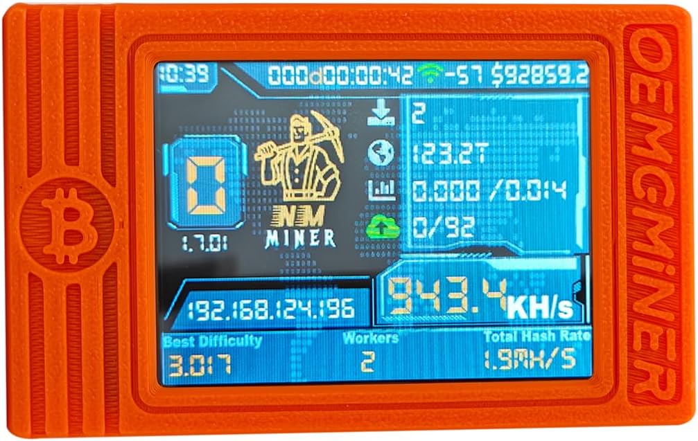  Solo Bitcoin Miner - Tasa de hash de 930 KH/s, 2.4 G y conexión con cable, minero de criptomonedas de alta eficiencia