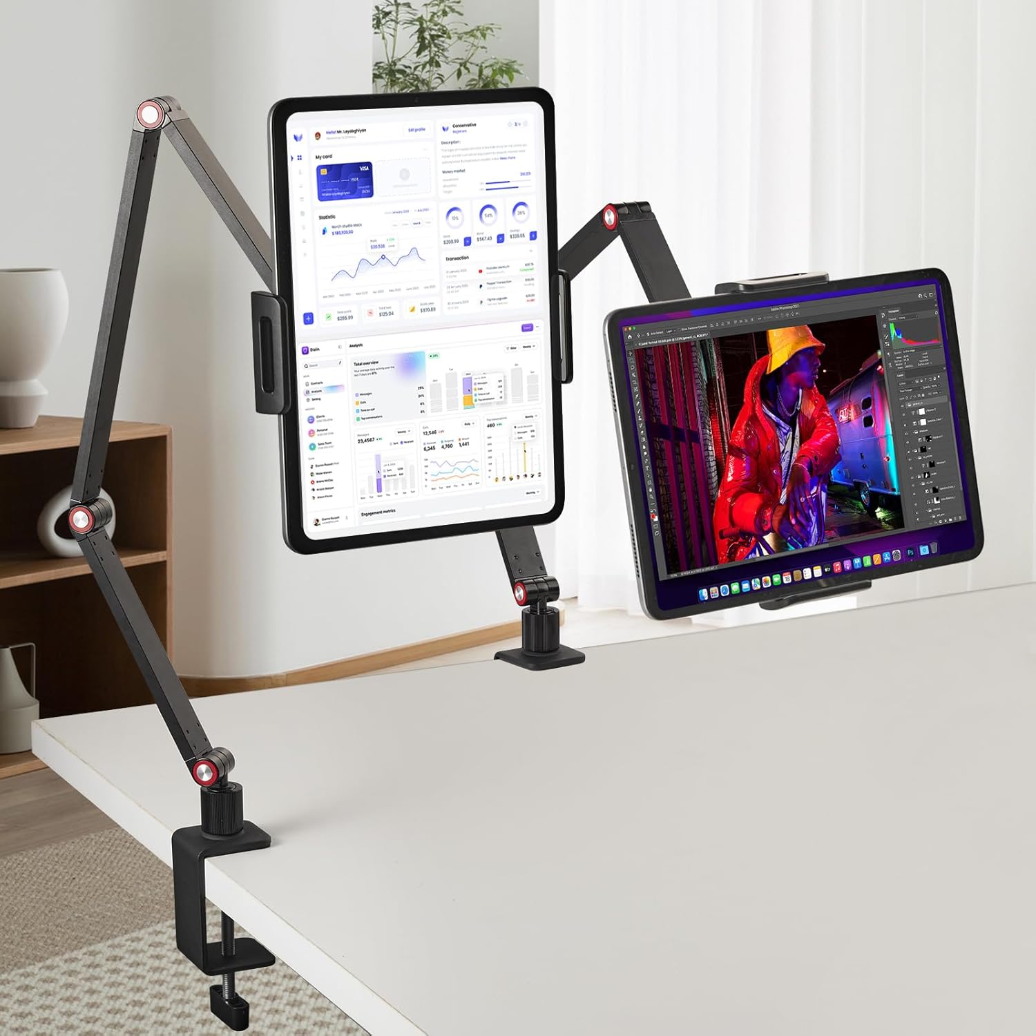 Soporte para Monitor Extensible, Soporte Ajustable de 360 Grados, Compatible con iPad, Tableta, Celular, 4.7 a 16 