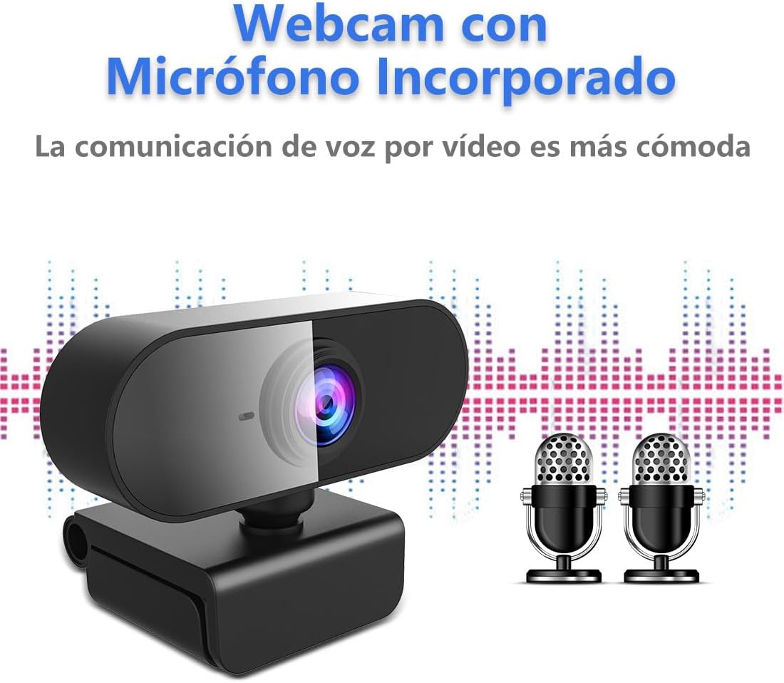 Webcam con Microfono para PC,Camara Web para PC HD 1080P,Camara para Laptop Plug＆Play,Web CAM Win/Mac/Linux,